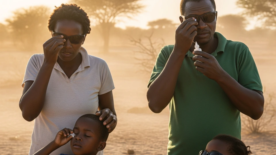 Dust storm in Africa causing eye irritation
