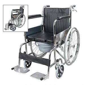 Commode wheelchair with removable potty